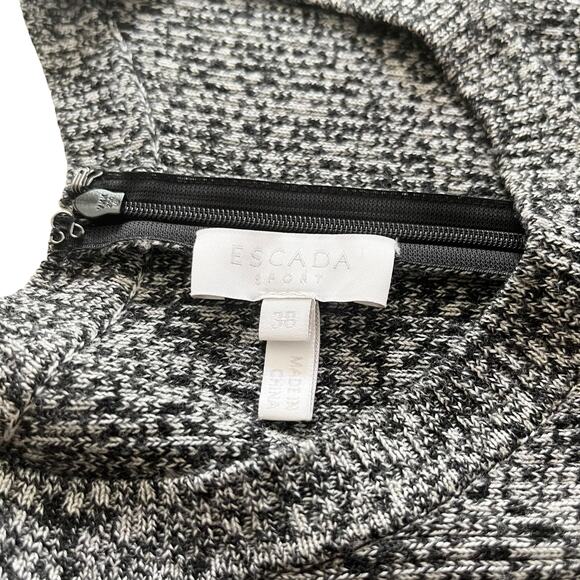 Escada Sport Black White Mixed Media Pleated Abstract Short Sleeve Dress Size 38 - Picture 3 of 13